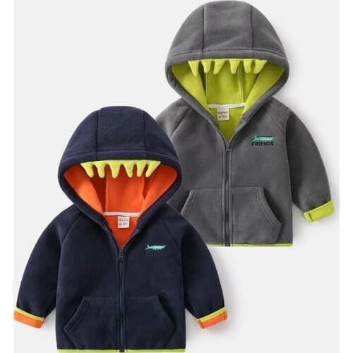 Boys Hooded Warm Jacket Dinosaur Zipper Coats for Winter Autumn Kids Outerwear Children Baby Clothing