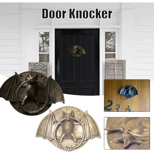 Solid Brass Retro Bats Door Knocker Heavy Duty Doorknocker Home Front Door Decoration JDH88