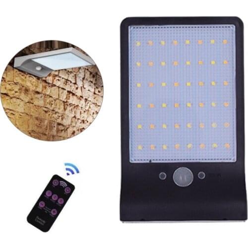 48 LED 450LM Solar Lamp Human Body Induction Wall Light 3 Modes Dimmable Outdoor Garden Yard Path Lamp With Remote Control