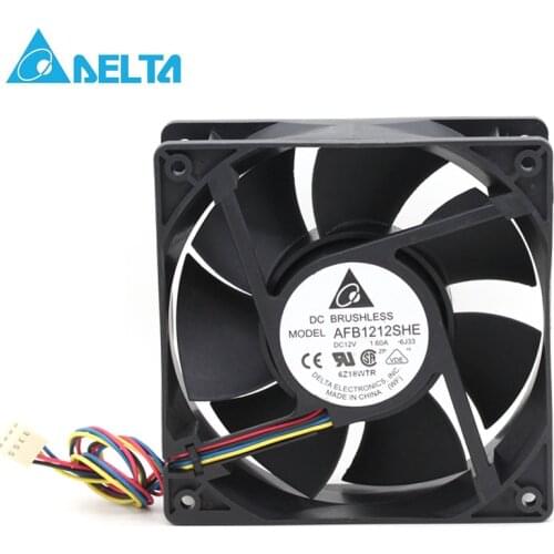 For delta AFB1212SHE 12038 12cm 1.6A 12v 4wire PWM cooling fan 120*120*38mm 151.85CFM 3700RPM 53dB-A