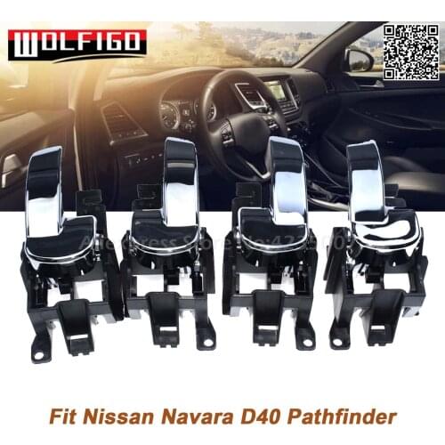 WOLFIGO New Chrome Interior Door Handles For Nissan Navara D40 Pathfinder 80670-4X02B, 80671-4X02B,806714X02B,806704X02B