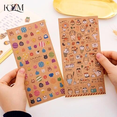 Japanese Kraft Paper Cute Cat Sticker Diary Decorate Scrapbooking Stationery Stickers Supplies