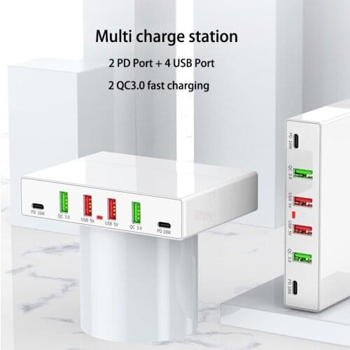 Multi usb charge station for samsung huawei qc3.0 fast charger for tablets pd charger dock for oppo universal phone quick charge