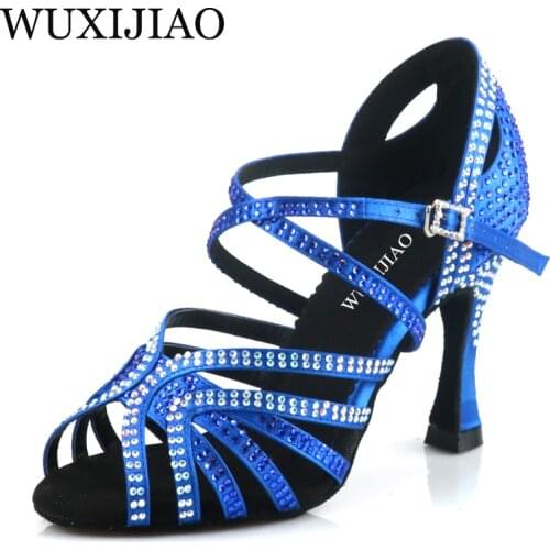 WUXIJIAO Womens Latin Dance Shoes New Dance Shoes Unique Design Salsa Shoes Diamond Sandals