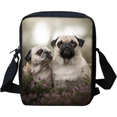 Kawaii Pug Dog Design Womens Casual Cross Body Bag Girls Animal Print Shoulder Bag Female Mobile Phone Storage Bag Bolsos Mujer