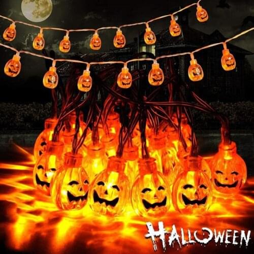 10/20/30/40 LED Halloween Pumpkin Lantern String Battery-Powered Warm White 3D Pumpkin Lantern Halloween Decoration Light