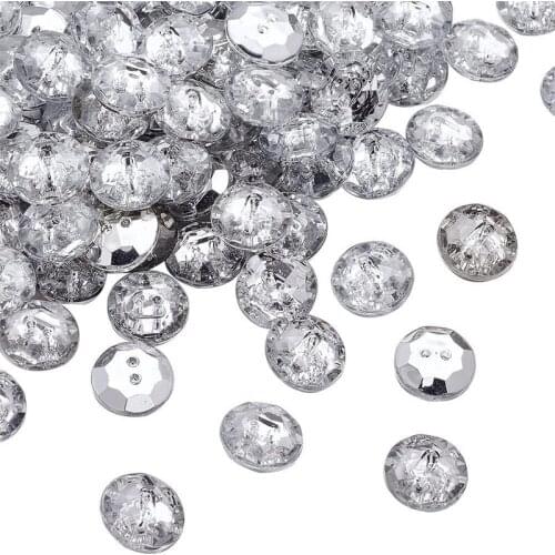 100Pcs 2-Hole Acrylic Crystal Clear Rhinestone Sewing Fastening Buttons Jewelry Scrapbooking Flat Round