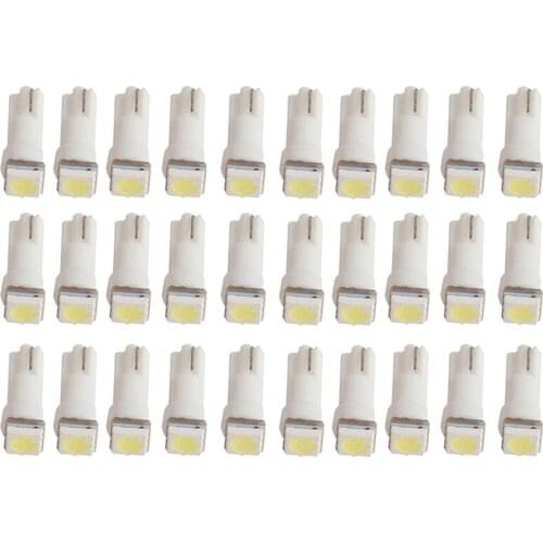 30 Pack T5 1-5050-SMD Automobile / Motorcycle Refit Led Instrument Lamp, Indicator Light, Instrument Panel Lamp