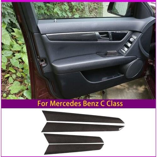 Car Accessory Interior Door Decoration Panel Cover Trim Stickers For Mercedes Benz C Class W204 2008-2013 Carbon Fiber Silver