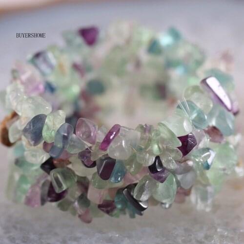 Free Shipping Fashion Jewelry Stretch Multi-color Fluorite Weave Chip Bracelet 7" 1Pcs H043