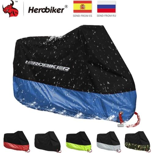 HEROBIKER Motorcycle Cover Uv Protector Scooter Cover Bike Waterproof Dustproof Moto Rain Cover Indoor Lock-holes Design S-4XL