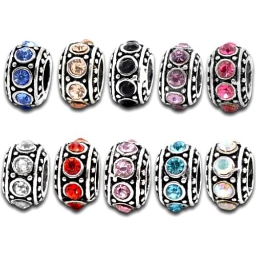 DoreenBeads Mixed Silver Color Rhinestone Spacer Beads Fit European Charm 11mm,50PCs, new