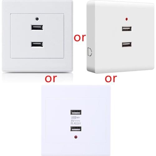 2/4 Ports USB Electrical Socket Wall Mounting Charger Station Power Adapter Plug Outlet 110V-250V for Home Office Use