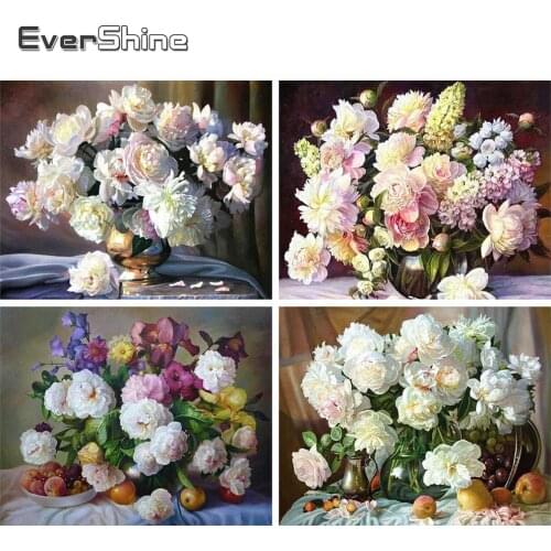 Evershine Diamond Painting Flower Cross Stitch Full Square Drill Embroidery Rhinestone Mosaic Full Layout Wedding Decoration