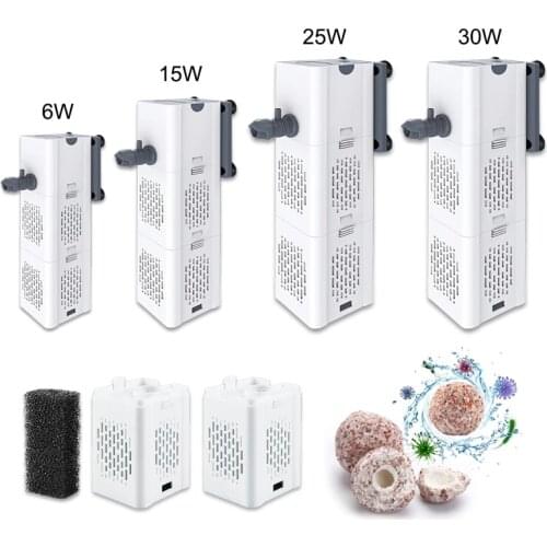 Aquarium Filter Pump Fish Tank Submersible Air Oxygen Internal Pump 110-220V Water pump DIY box Sponge bacteria ball ring