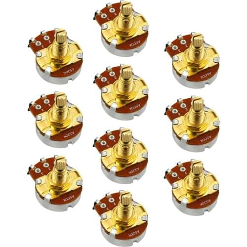 NEW 10pcs Long Split Shaft Guitar Potentiometers Pots Volume Tone Control Guitar Accessories -A250K/B250K/A500K/B500K Choose