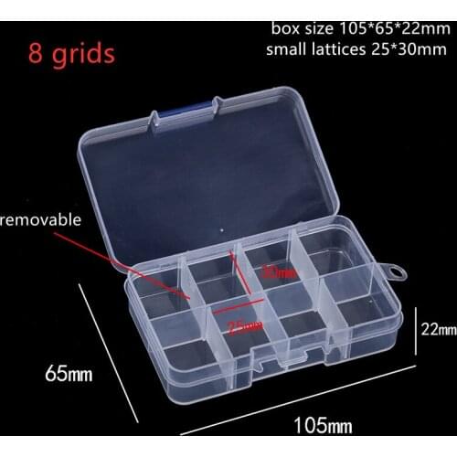 2pcs Small 8 Grid Clear PP Plastic Beads Storage Containers Box Separable lattice Storage of Small Jewelry Items Crafts Hardware