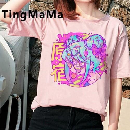 Japanese Anime Harajuku E-girls Punk tshirt clothes women couple clothes harajuku grunge white t shirt summer top plus size