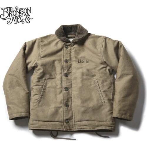 Vintage Bronson USN N-1 Deck Jacket WW2 Military Uniform Motorcycle Mens Coat 3 Colors