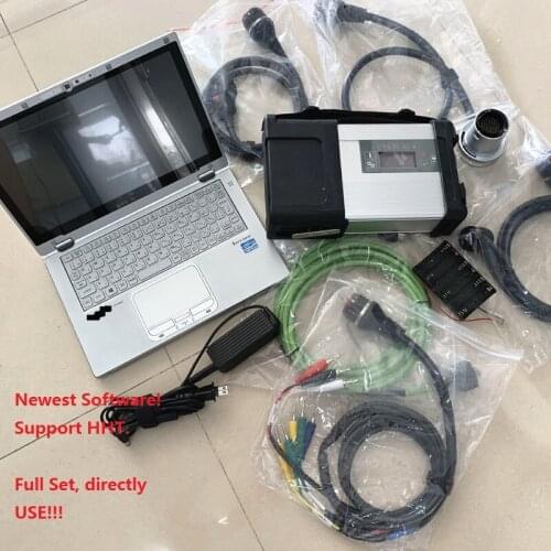 MB star C5 newest software 480G SSD with HHT for old car in i5 8G laptop CF-AX2 with full cable SD connect C5 car diagnostic