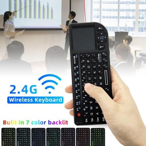 A8 2.4GHz Mini Backlit Wireless Keyboard Air Mouse Touchpad for Projector TV Box Mini Rechargeable Ultra Thin Wireless Keyboard