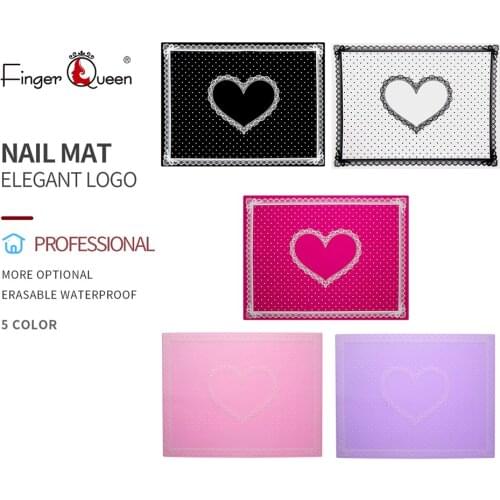 Nail Art Foldable Washable Silicone Pad Love Lace Nail Art Practice Table Mat Portable Nail Art Practice Work Mat 1pcs