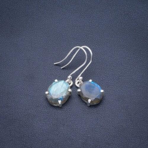 Natural Blue Fire Labradorite Handmade Unique 925 Sterling Silver Earrings 1.25" B2721