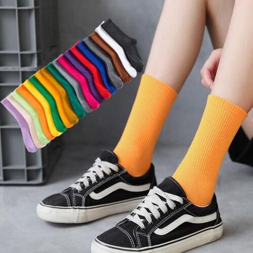 Salina Ladies Socks Winter Spring New Year Short Tube Ordinary Fashion 18 Pure Color Collocation Sports Leisure Comfort ING