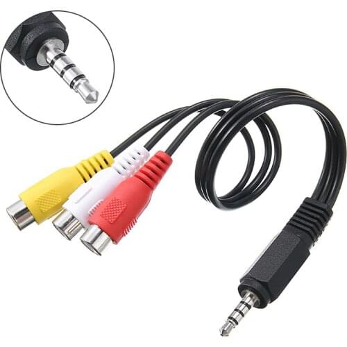 Newest 3.5mm Audio Video Adapters Gold Plated Mini Aux Male Stereo Right To 3 RCA Female AV Adapter Cable 28cm Mayitr