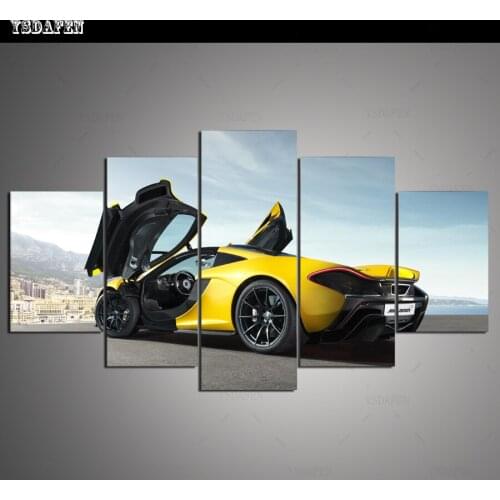 Op de muur HD print olieverf modulaire foto A sports car poster kind room decor woondecoratie 5 stks canvas art z047