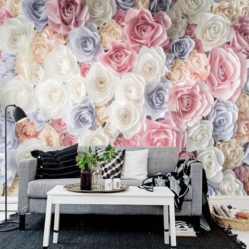 Custom Mural 3D Wallpaper Modern Minimalist Rose Flower Sea Living Room Bedroom Background Home Decoration Waterproof Wall Paper