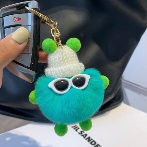 Real Rex Rabbit Fur Pompom Keychain Ball Elf Fluffy Accessories Car Bag Charm Doll Purse Pendant Women Winter Gift 15Colors