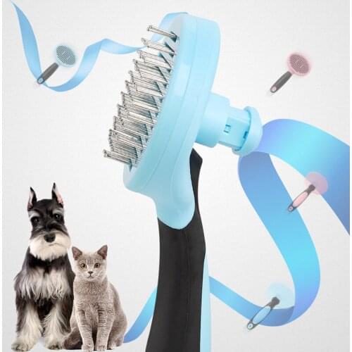 Pet Comb For Cats And Dogs To Remove Floating Hair Comb Pet Grooming Massage Supplies Push Plate Self-Cleaning Dog Comb 095506