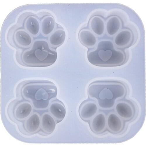 U90E DIY Love Cat Paw Silicone Epoxy Mold DIY Keychain Pendant Jewelry Crafting Mould for Valentine Love Gift Craft