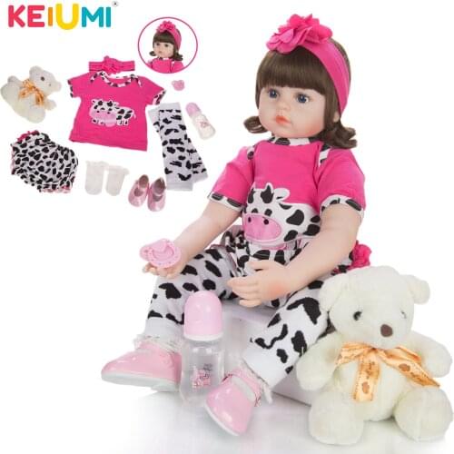 KEIUMI New Arrival Silicone BabyDolls Reborn Princess Doll 24 Inch Silicone Reborn Baby Toys Girl For Child Birthday Surprise