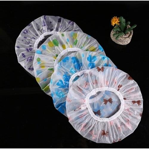 Waterproof Shower Cap Thicken Elastic Bath Hat High-grade Frosted Printed Lace Women Spa Bathing Hair Salon Bathroom Supplies