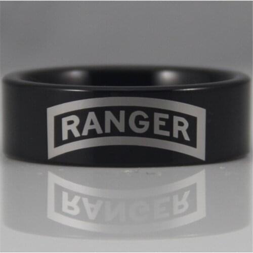 YGK YGK JEWELRY 8MM Black Pipe Army Ranger Design New Mens Tungsten Comfort Fit Ring
