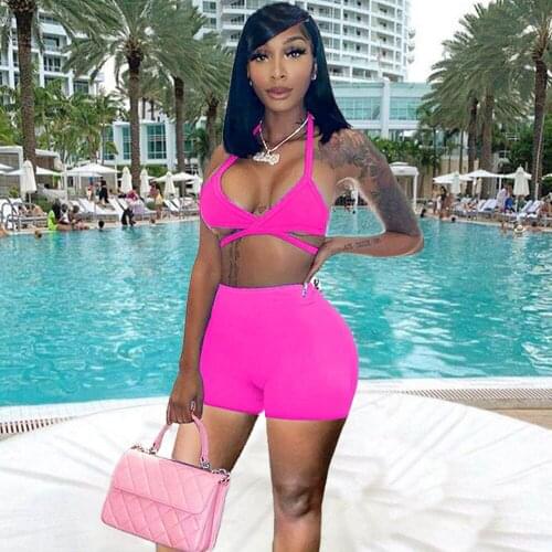 Casual Two Piece Set Tracksuit Women Crop Top and Biker Shorts Set Sweat Suits 2 Piece Outfits Summer Matching Sets Beach Wear