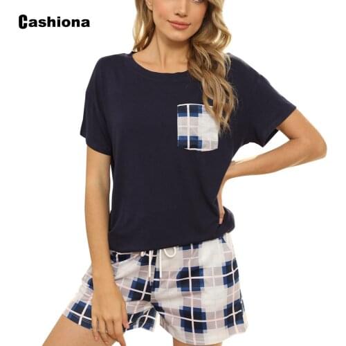 Cashiona Plus Size Tracksuit Sets Women 2021 Summer New Fashion Top And Shorts Set Vintage Plaid Streetwear Womens Two Piece Set