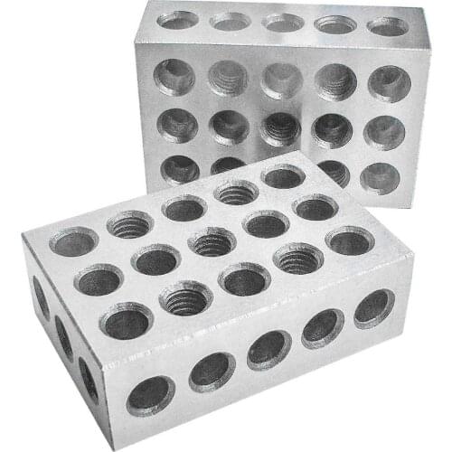 2Pcs Precision Blocks Hardened Steel 1-2-3 Blocks 0.0001" Precision Matched Machinist 123 Milling Tool 23 Holes