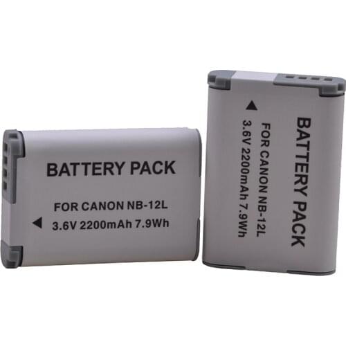 AsperX 2200mAh 2pcs NB-12L NB 12L NB12L Battery for Canon PowerShot G1 X Mark II G1X Mark 2, FOR PowerShot N100, N100 Battery
