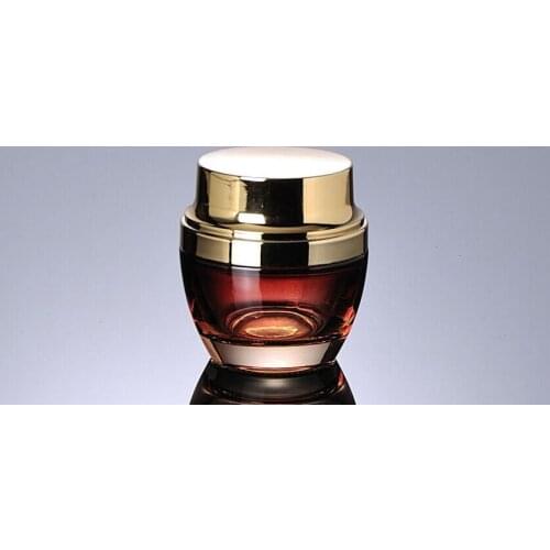 50G red glass cream jar Portable Cosmetic container Bottle w golden cap Moisturizer Sample Container-Empty Pot Travel Skin Care