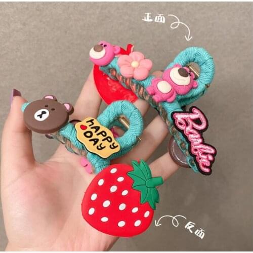 Cute Strawberry Bear-shape Colored Hair Scratching Head Bundle Hair Fashionable Hair Scratching lovely cartton Hair claw