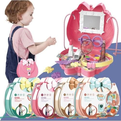 Kids Simulation Kitchen Tableware Makeup Dessert Dental Tool Set Backpack Box