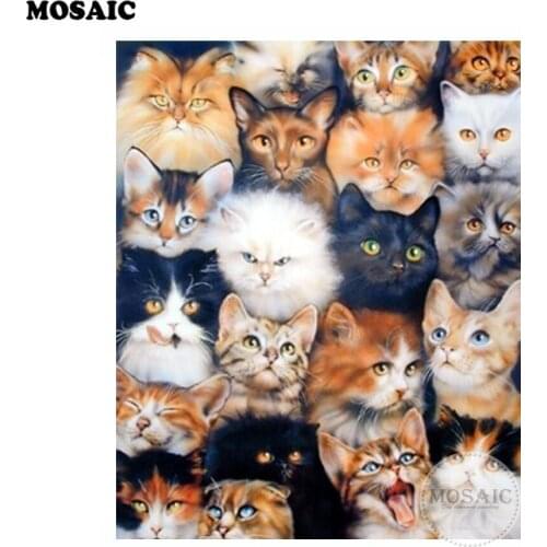 DIY 5D Diamond Painting Cat family Unfinished Home Decor Full Square Embroidery Diamond Mosaic Cross Stitch Festival Gift D2