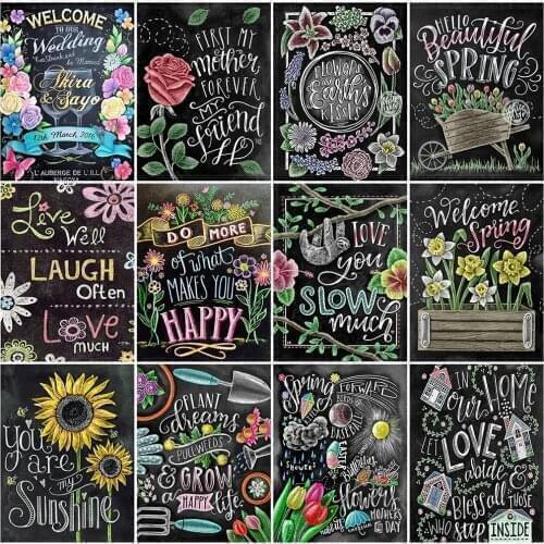 EverShine Diamond Painting Blackboard Beaded Needlework Diamond Embroidery Text Cross Stitch Mosaic 5D DIY Decor For Home