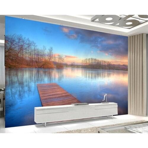 Beibehang Lakeside scenery modern nature landscape 3D living room bedroom background wall wallpaper large photo mural wallpaper