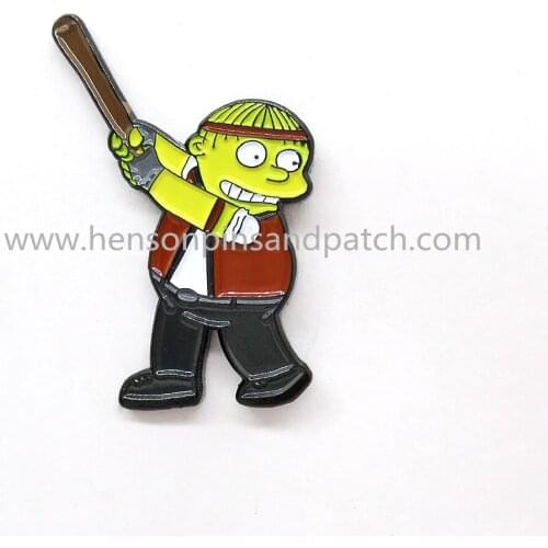 Custom small minimum soft enamel yellow man baseball kids lapel pin