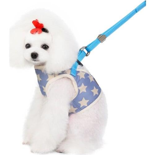 Classical Dog Vest Harness Star Print Puppy Leads Waistcoat Sets Breakaway Pet Cat Collars Harnesses Outfits For Small Dogs