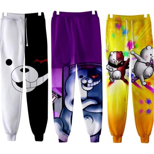 Halloween Cosplay Costumes 4XL Anime Danganronpa 3D Joggers Pants Men Women Casual Trousers Hip Hop Sweatpants Black White Bear